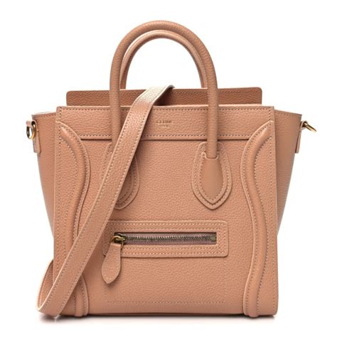 CELINE Drummed Calfskin Nano Luggage Desert 